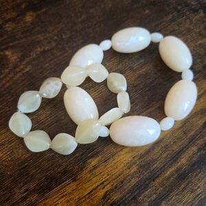 Vintage Cream Beaded Bracelet Set – Oval & Round Beads